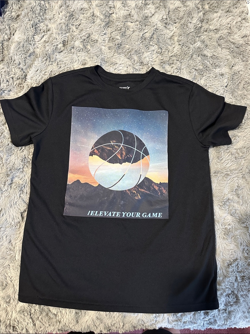 Old Navy Black Graphic 'Elevate Your Game' Athletic Tee